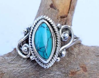 Turquoise ring,Turquoise Silver Ring, Silver Turquoise Ring,92.5% solid sterling Silver Ring, Sterling Silver Ring, size 3-12(USA Standard)