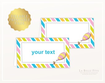 Oh! The Places You'll Go! Food Labels / Place Cards party printable with PDF and FILLABLE Word files