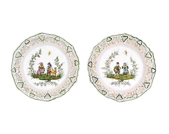 Two French Faience Moustiers-Sainte-Marie Pottery Plates
