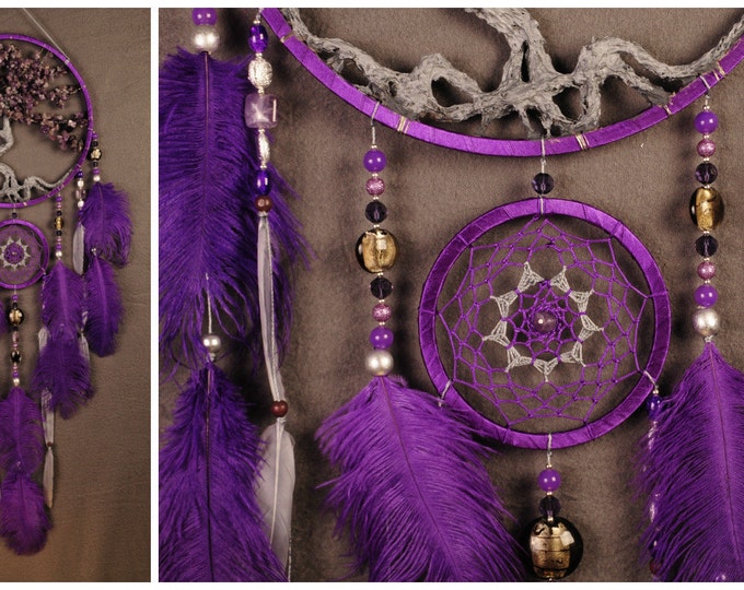 Amethyst Dream Catcher Tree of life Dreamcatcher lilac Dream сatcher lilac dreamcatchers decor handmade amethyst lilac gift Valentine's Day