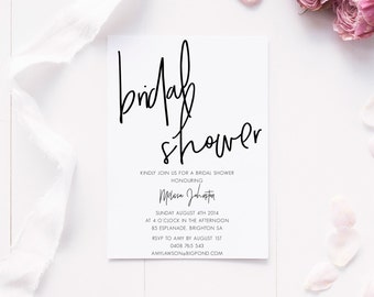 Printable invitations, Party printables, Bridal shower invitations, Party supplies, Party decor, Modern Bridal Shower Invite, Digital invite