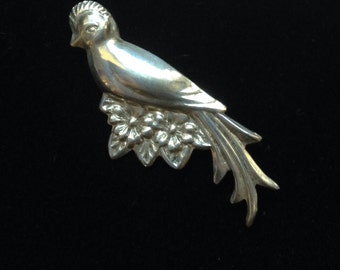 Vintage Coro Craft Sterling Bird Brooch- Sterling Silver Bird Brooch- Cintahe Coro Sterling Brooch- Vintage Bird Jewelry