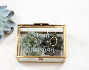 personalized RING box with engraving glass | Wedding | Anniversary |