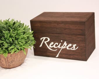 Wooden Recipe Box - Handmade, Housewarming Gift, Kitchen Decor, Kitchen Storage, Recipe Cards, Recipes