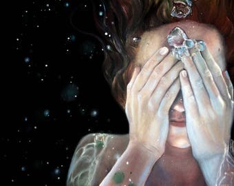 Original Oil Painting, Underwater Painting, Oil on Canvas, Hiding Places, Portrait Painting, Professional Artwork, Fantasy Art, Original Art