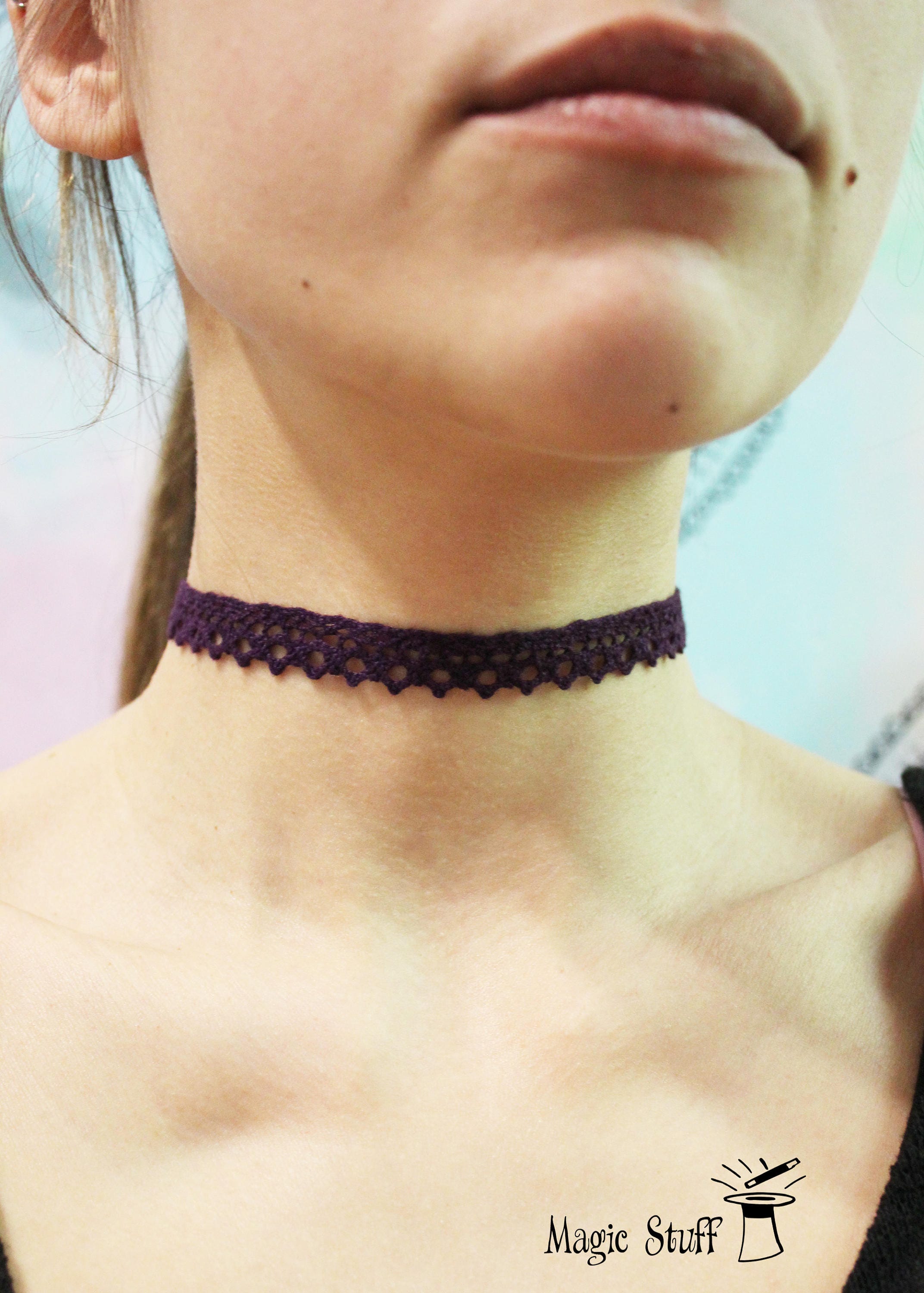 Choker Necklace Purple Choker T For Her Lace Choker Knit 