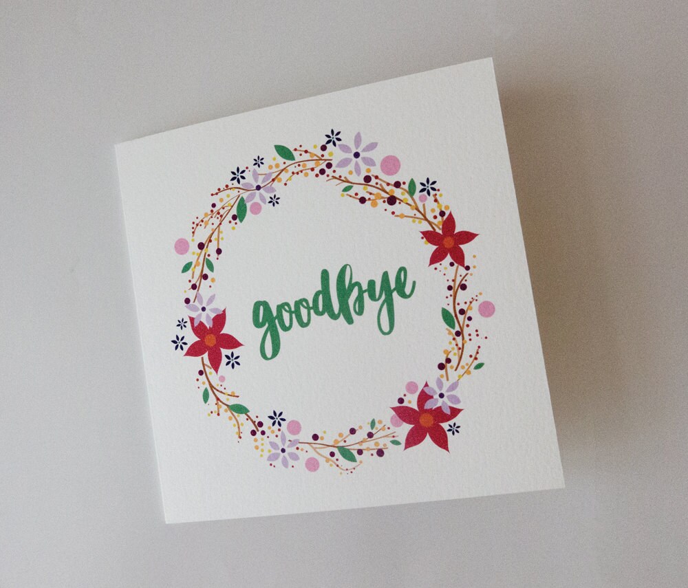 Flower Wreath Goodbye Card