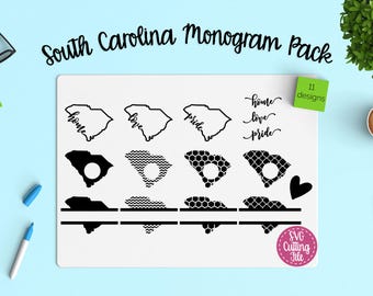 11 South Carolina SVG - South Carolina State SVG - South Carolina Monogram Frames - South Carolina Pride - South Carolina Love