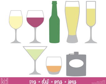 8 Drink svg file - Wine Glass svg - Beer svg - Flask svg - Champagne svg - Alcohol svg - Martini svg - Whiskey svg