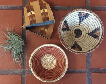 Vintage wood inlay bookends // 5" x 5.75"