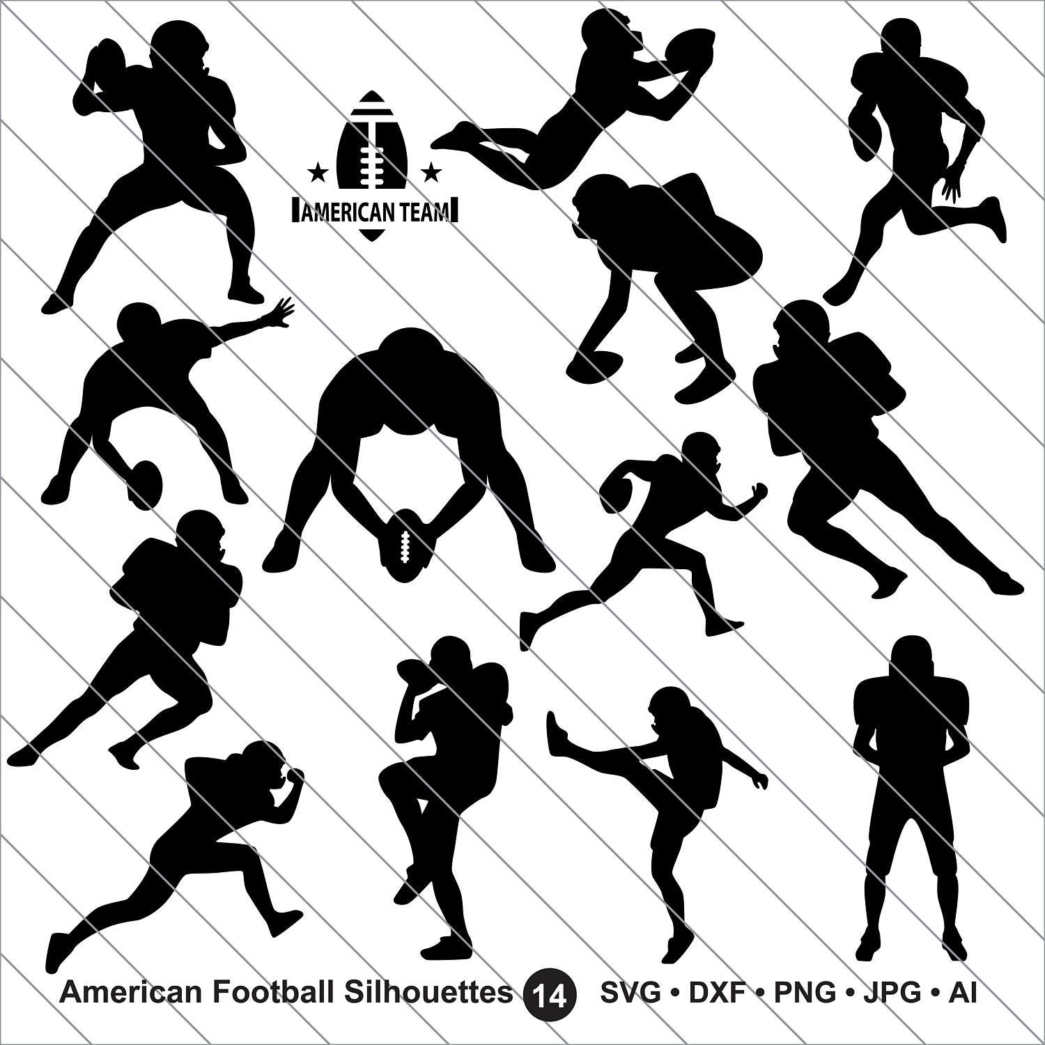 Download American Football SVG football player clipart bundle