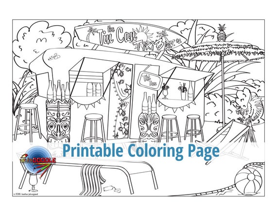 Download The Tiki Bar is Open Adult Coloring Page Tropical Tropics