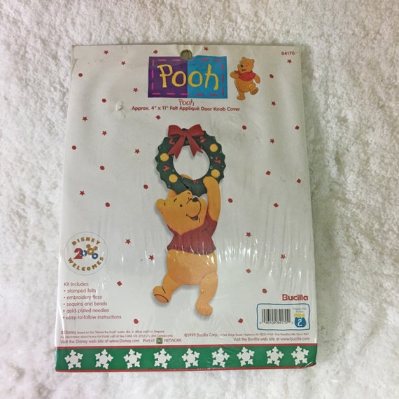 Bucilla Pooh Felt Applique Door Knob Cover Kit / Christmas