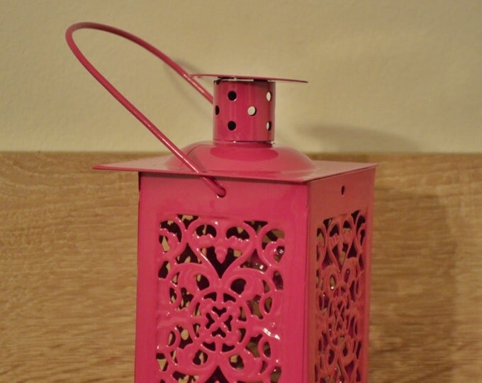 10%OFF Small vintage pink Moroccan metallic lantern / lanterns