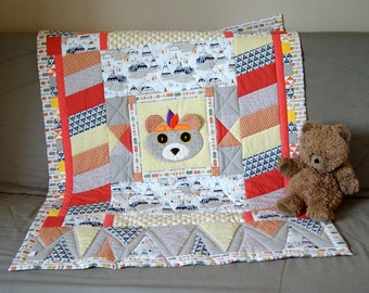 Bear baby quilt - baby blanket - baby patchwork