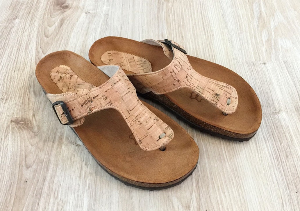 Cork Sandals Cork and leather Sole Platform Slides Summer