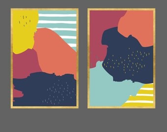 Large Abstract Poster Set of 2 - Oversize art poster set - Big Abstract Poster 24x36 Poster Printable Wall Art - Abstract Digital Art Prints