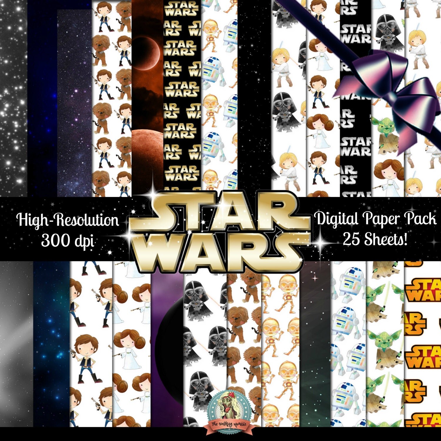 STAR WARS Digital Paper Pack-25 Sheets, Star Wars Printables, Digital ...