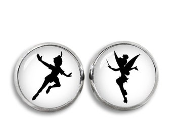 Peter Pan and Tinkerbell Stud Earrings Peter Pan Earrings Tinkerbell Earrings Peter Pan Jewelry Neverland