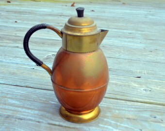 Vintage Holland Copper Brass Coffee Tea Pot