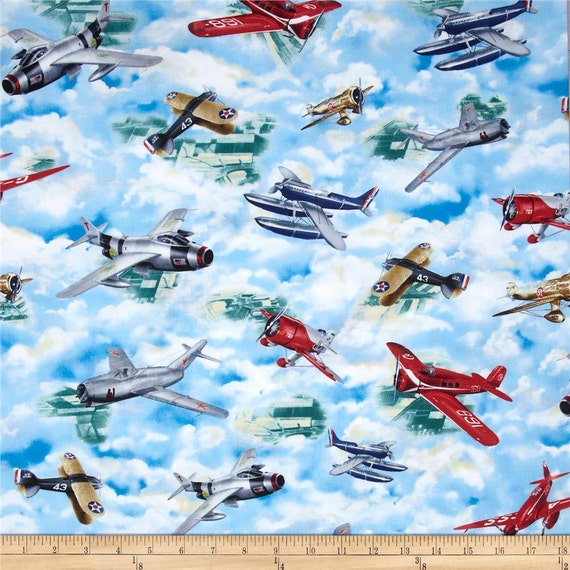 Quilting Treasures Wingman Airplane Cotton Fabric By the