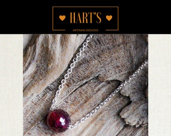 Red Garnet Argentium Silver Pendant Necklace