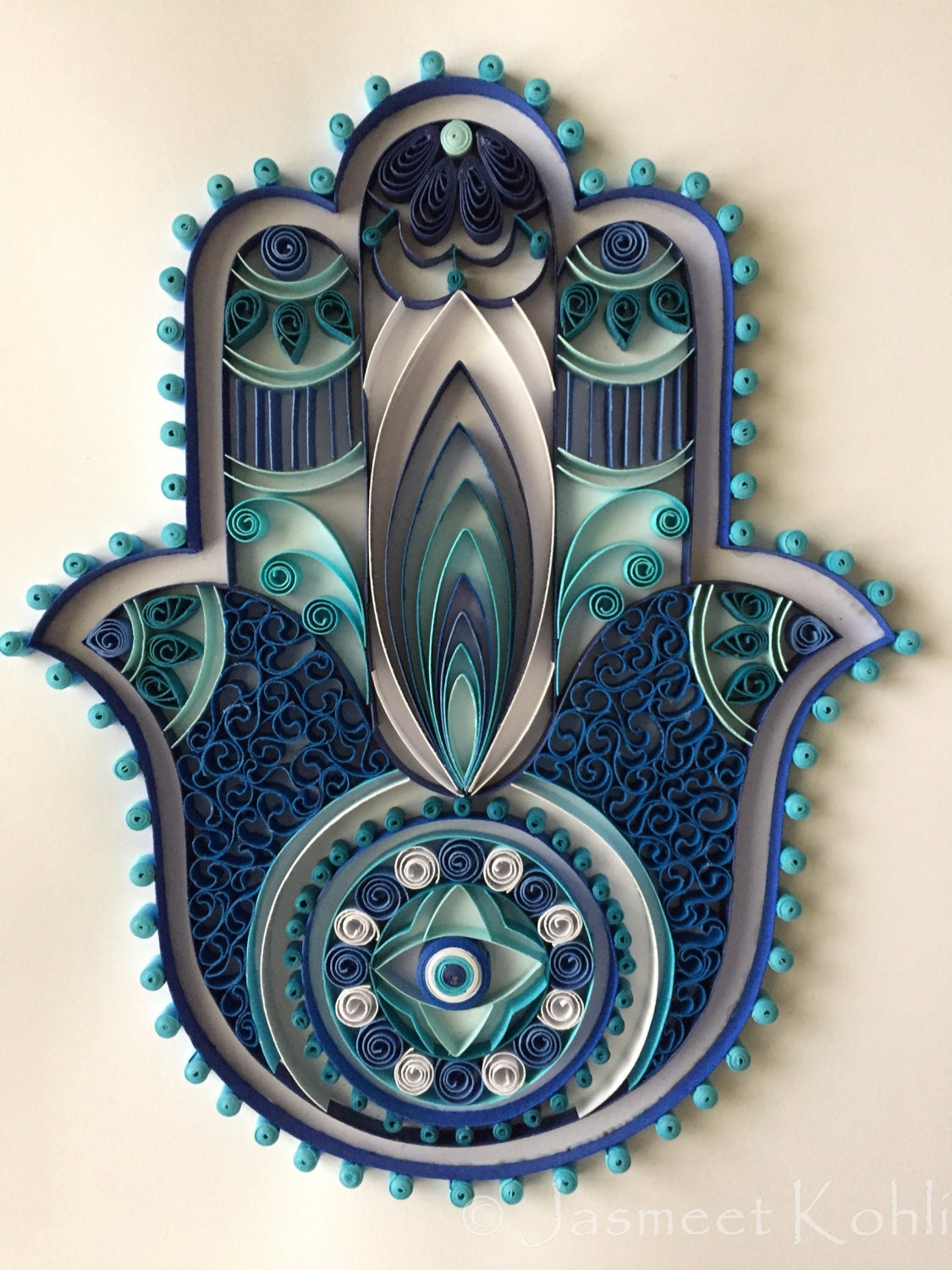 HAMSAHandmade Paper artPaper quilled Hamsablue wall