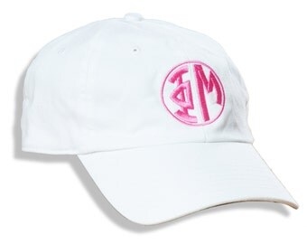 PHU Phi Mu Sorority Embroidered Monogram Circle Font Baseball Hat/Cap.