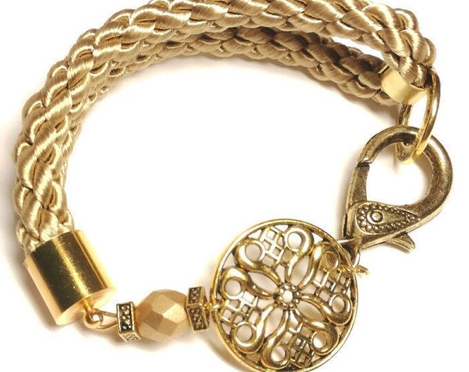Gold bracelet, Rope Bracelet, Cuff Bracelet,Wedding Bracelet, Bridesmaid gift, elegant bracelet,Charm Bracelet, filigree bracelet