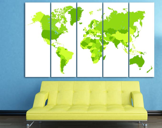 Large Green world travel map canvas, framed world map, canvas travel world map personalized world travel map canvas Home & Office Decoration