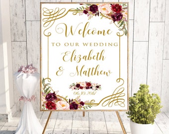 Welcome To Our Wedding, Welcome Wedding Sign, Printable Welcome Sign,Welcome Sign,Custom Welcome Sign,Floral, Boho Chic Wedding, Digital,#LC