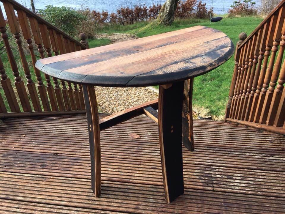 Whisky Barrel Stave Side Table