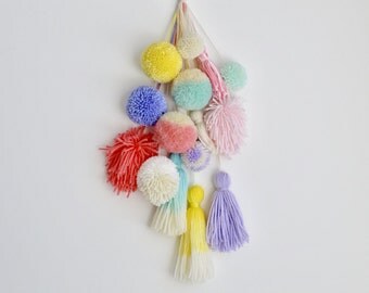 Pom Pom Wall Hanging pompom wall hanging | etsy Pom Pom Wall Hanging pompom wall hanging | etsy