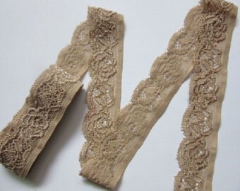 5yard coffe color embroidery lace ribbon lot of flexibility stretch