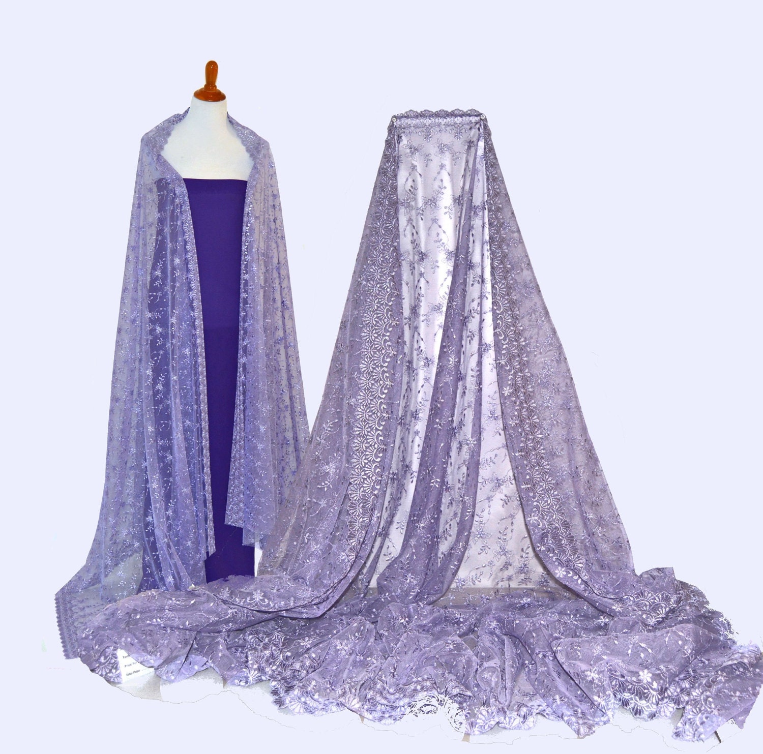 Lavender lace cape Ube lace wrap long bridal capes unique