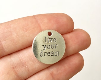 5 Live Your Dream Charms with Antique Silver Toned Finish - SC1501