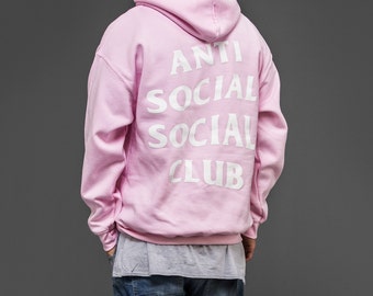 Custom Anti Social Club Pink Hooded Sweatshirt, Pablo Yeezus Life of Pablo Tour Merch, TLOP Pop Up Shop Style Pullover Sweater