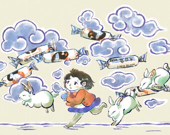 Run, White Rabbit, Run - 8 x 10" Art Print