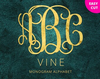 Monogram script SVG ornate monogram letters svg monogram vine font svg Wedding initial letters svg svg Silhouette Cricut Heat Press Transfer