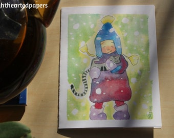 Winter Girl Greeting Card \\ Fille de l'hiver Carte de Voeux