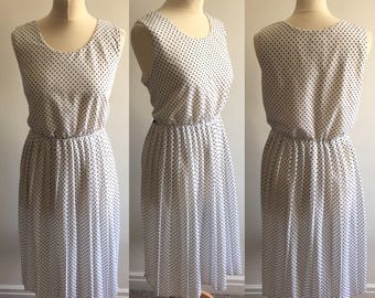 Vintage White Polka Dot Sundress - UK Size 16/US Size 12