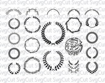 21 Leaf wreath svg, laurel wreaths clipart bundle, digital download, leaf circle monogram frame, files svg, png, dxf, Silhouette and Cricut