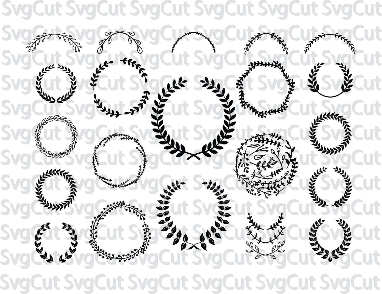 Download 21 Leaf wreath svg laurel wreaths clipart bundle digital