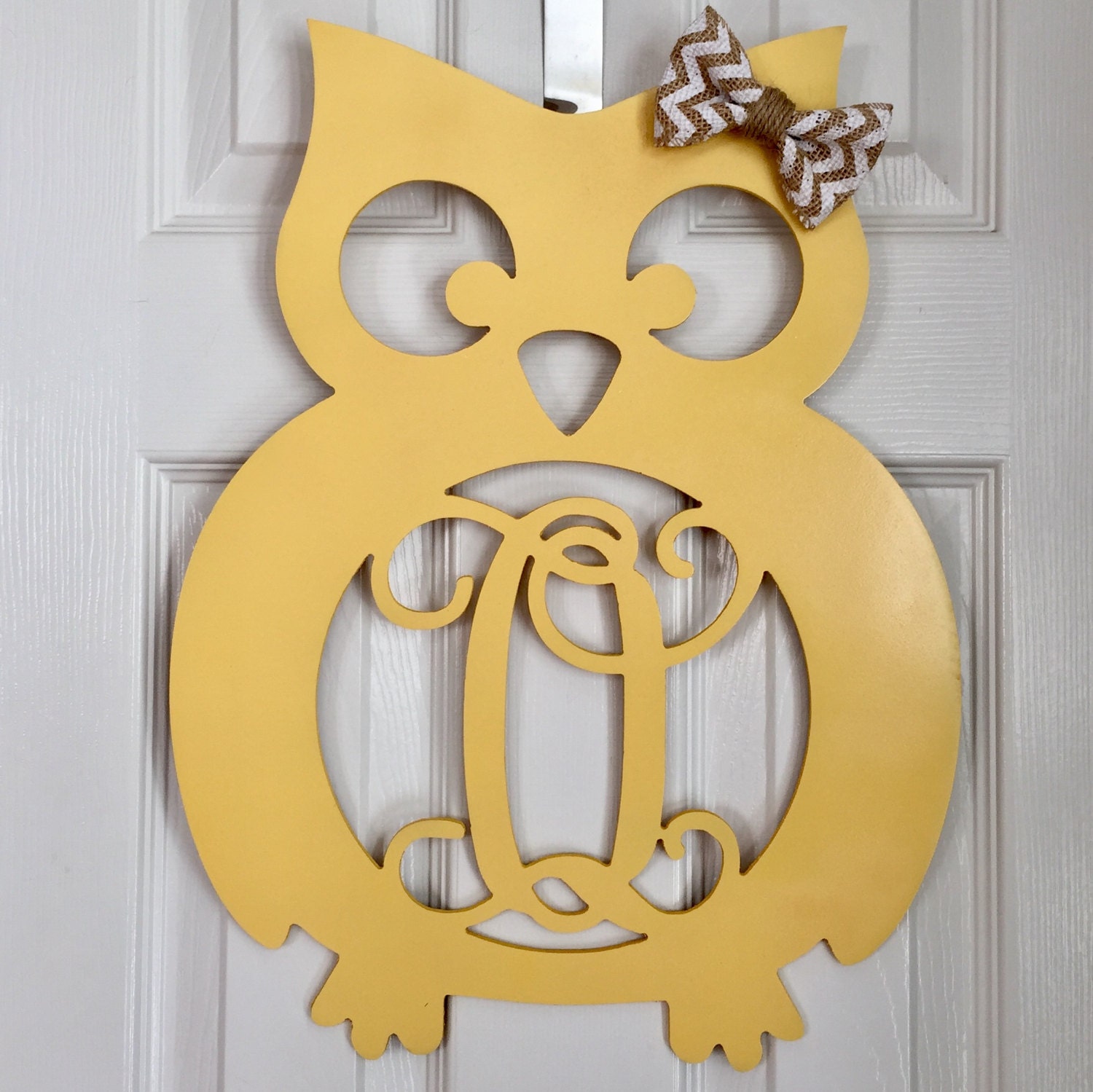 Monogram Owl Door Hanger - Country Door Hanger - Rustic Door Hanger - Owl Door Decor - Owl Wreath - Owl Initial Wreath - Owl Monogram Wreath