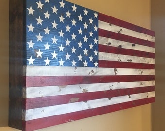 Burnt American wooden flag hidden gun cabinet secret