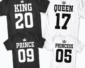 King Queen Prince Princess Matching Family T-Shirts Father Mother Daughter Son Matching shirts Royal Family, Mommy and Me, Gift