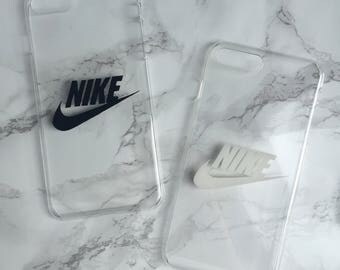 Hard transparent phone cover case with Nike logo for iPhone and Samsung Galaxy