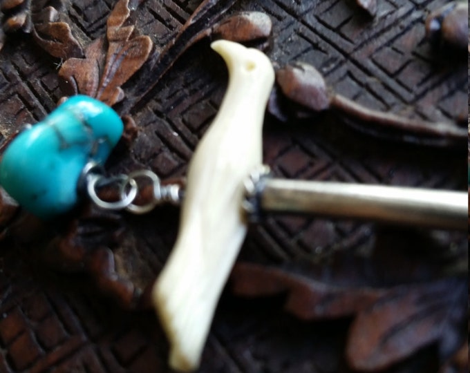 Vintage Native American Carved Bone Birds With Untreated Turquoise