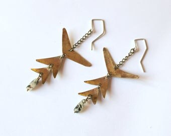 Long earrings, smoky quartz chandelier earrings, gift
