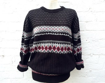 Oversized knit sweater, winter pullover, black jumper